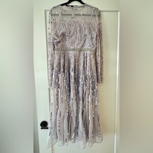 Mac Duggal Heavily Beaded Shimmering Lavender w/ Silver Sequin Dress! Worn Once